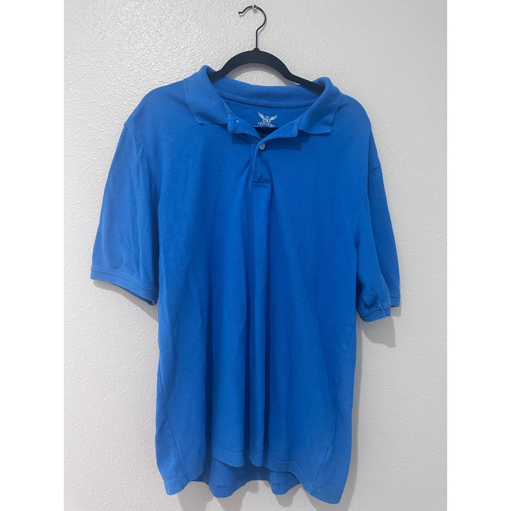 Faded Glory Mens Blue Short Sleeve Pique Polo Shirt Size Large L 42-44